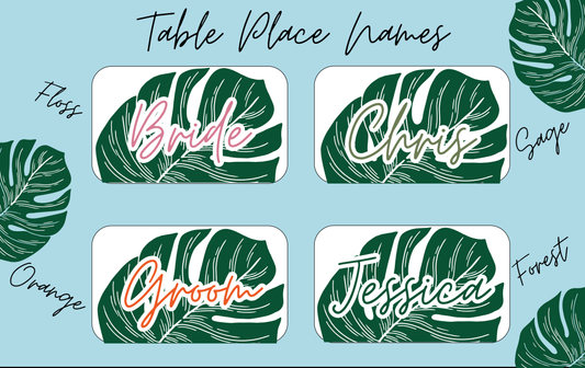 "Monstera" Table Place Names, set of 5