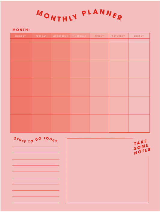 "Monthly" Peachy Acrylic Planner
